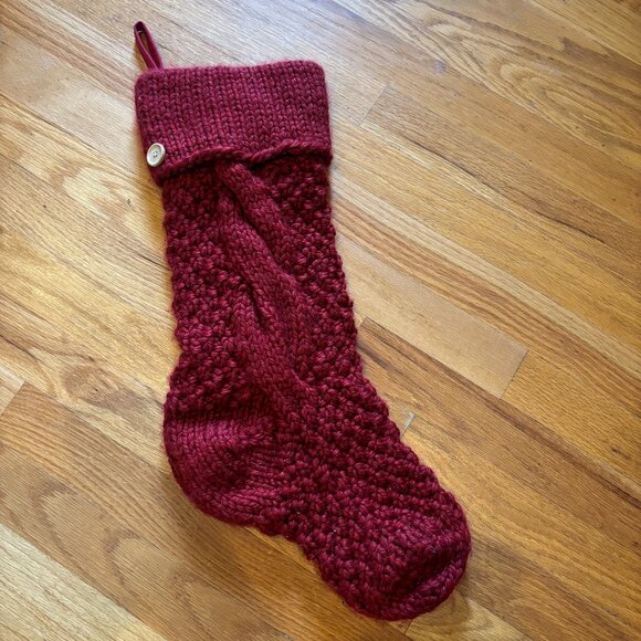 Pottery Barn Red Cable Knit Wool Blend Christmas Stocking – One Size - Picture 2 of 4